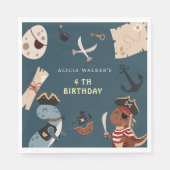 Serviette En Papier Pirate Dinosaur fête Animaux Anniversaire de enfan (Devant)