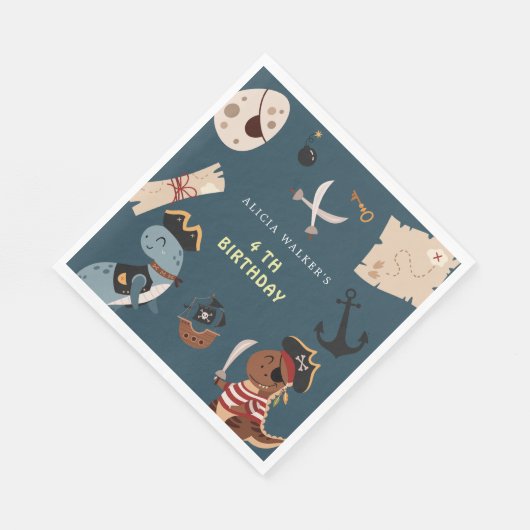 Serviette En Papier Pirate Dinosaur fête Animaux Anniversaire de enfan (Coin)