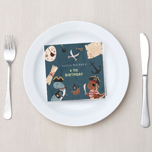 Serviette En Papier Pirate Dinosaur fête Animaux Anniversaire de enfan