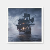 Serviette En Papier Pirate Galleon sur une nuit brumeuse (Devant)