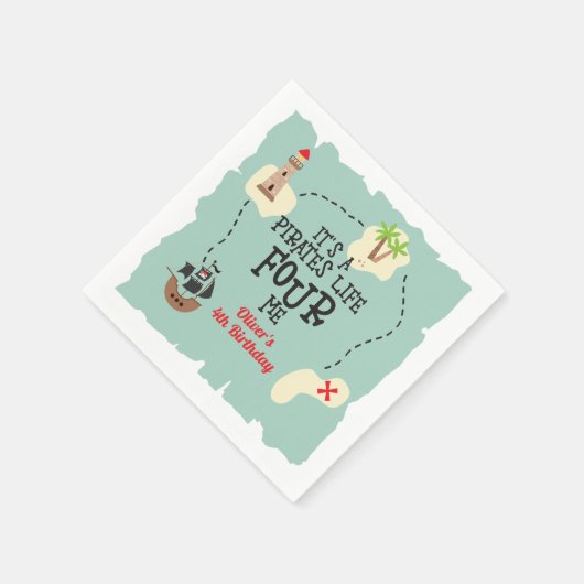 Serviette En Papier Pirate life FOUR me 4e anniversaire (Coin)