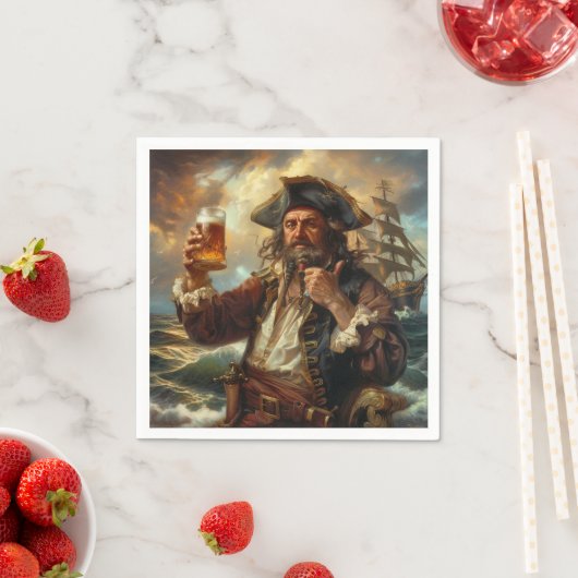 Serviette En Papier Pirate Man Cave Cigar Bar Boisson Cocktail (En situation)