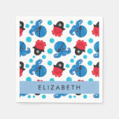 Serviette En Papier Pirate Octopus, Motif Octopus, Mer, Votre Nom (Devant)