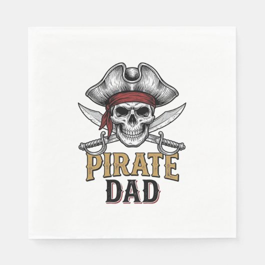 Serviette En Papier Pirate Papa Crâne Épée Vintage Gravure T-Shirt_1 (Devant)