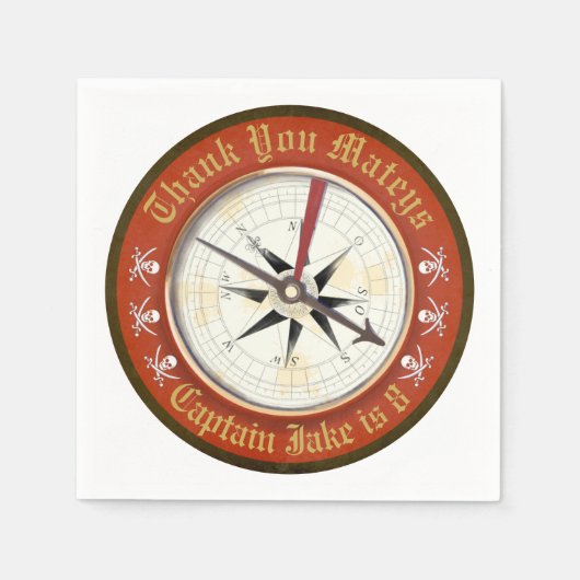 Serviette En Papier Pirate Party Compass (Devant)