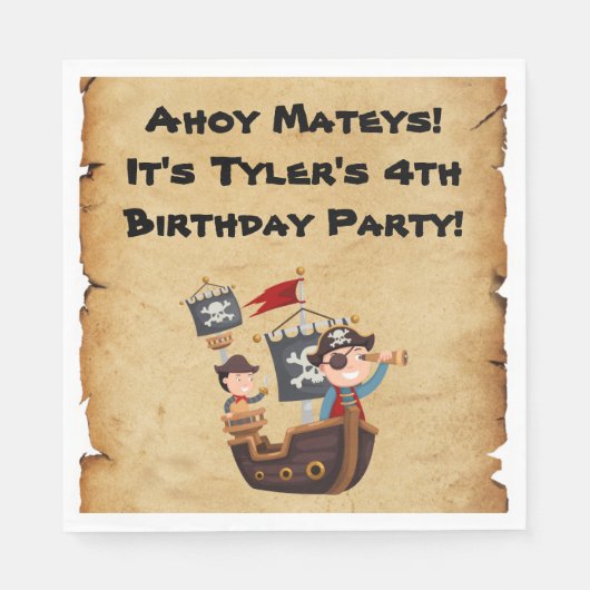 Serviette En Papier Pirate Party Personnalisé Napkins (Devant)
