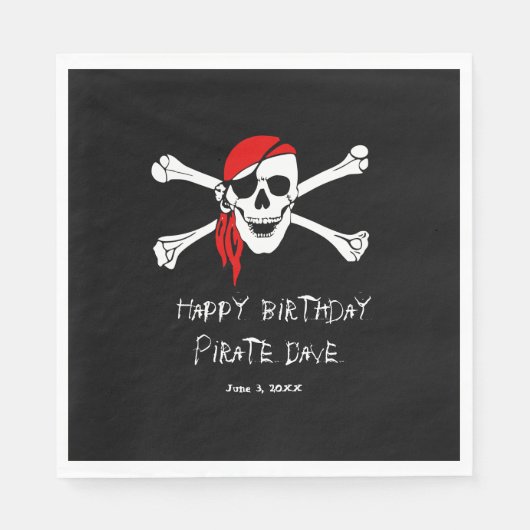 Serviette En Papier Pirate Party Skull et Crossbones serviettes en pap (Devant)