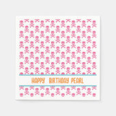 Serviette En Papier Pirate rose Crossbones moderne Joyeux NOM d'annive (Devant)
