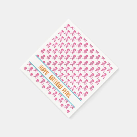 Serviette En Papier Pirate rose Crossbones moderne Joyeux NOM d'annive (Coin)