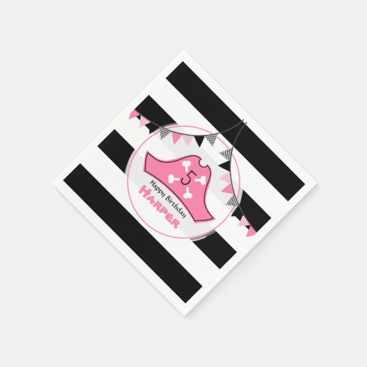 Serviette En Papier Pirate rose serviettes d'anniversaire (Coin)