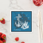 Serviette En Papier Pirate Ship & Ancres Blanc Silhouette Napkins (En situation)