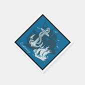 Serviette En Papier Pirate Ship & Ancres Blanc Silhouette Napkins (Coin)