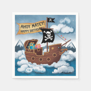 Serviette En Papier Pirate Ship Birthday Card - Ahoy Matey!