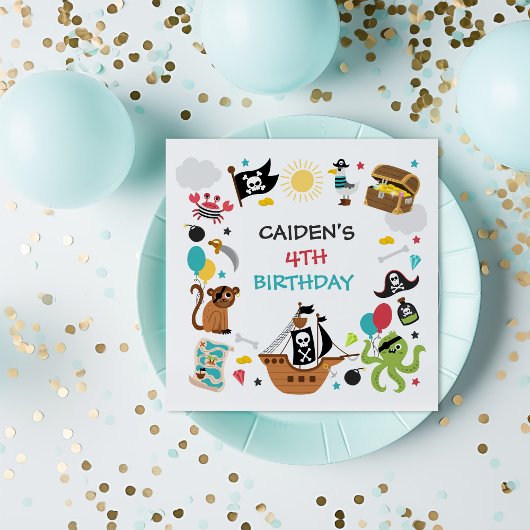 Serviette En Papier Pirate Ship Trésor Anniversaire Fête