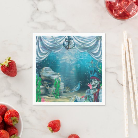 Serviette En Papier Pirate Skeleton Treasure Under the Sea Party (En situation)