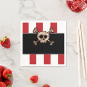 Serviette En Papier Pirate Skull & Crossbones Rouge Blanc Anniversaire (En situation)