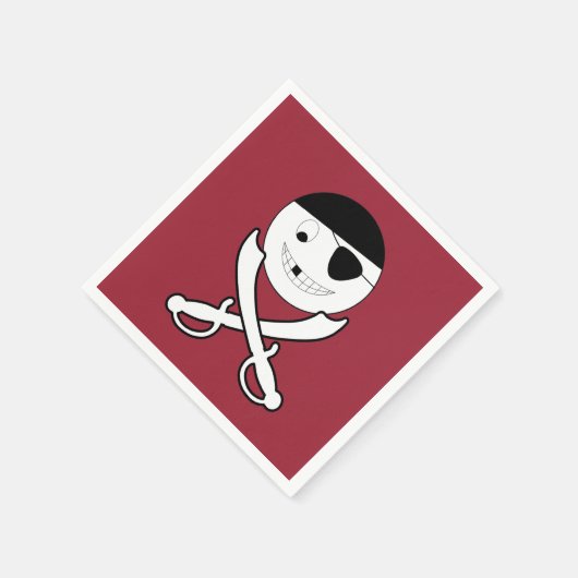 Serviette En Papier Pirate souriant avec épées croisées sur rouge (Coin)