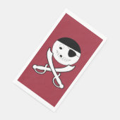 Serviette En Papier Pirate souriant avec épées croisées sur rouge (Coin)