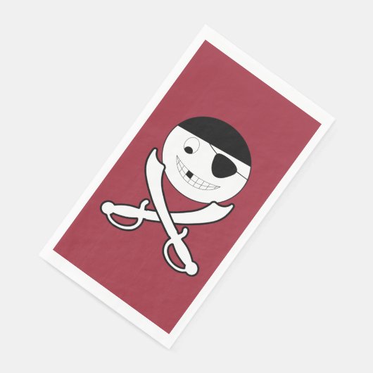 Serviette En Papier Pirate souriant avec épées croisées sur rouge (Coin)