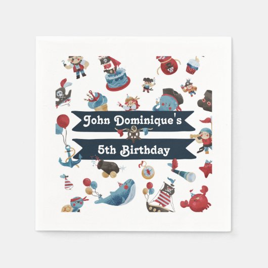 Serviette En Papier Pirate Thème Anniversaire Fête Napkin (Devant)