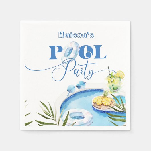 Serviette En Papier piscine cool fête d'anniversaire piscine bleue (Devant)