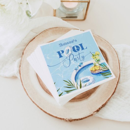 Serviette En Papier piscine cool fête d'anniversaire piscine bleue