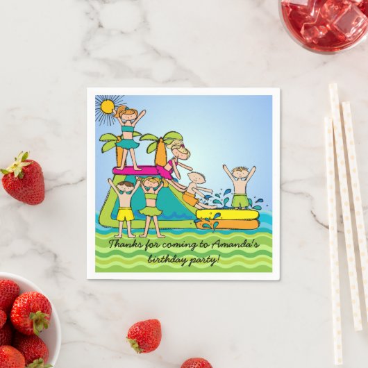 Serviette En Papier Piscine customisée fête Anniversaire Papier servie (En situation)