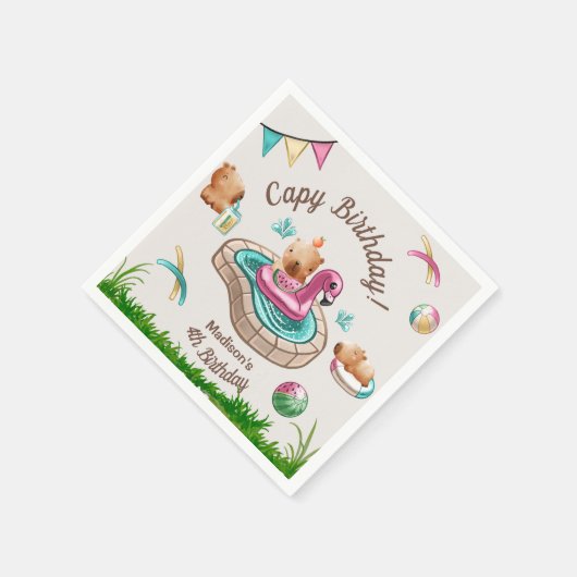 Serviette En Papier Piscine d'été Capybara fête d'anniversaire (Coin)