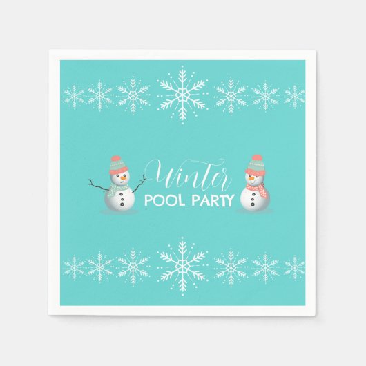Serviette En Papier Piscine d'hiver fête d'anniversaire (Devant)