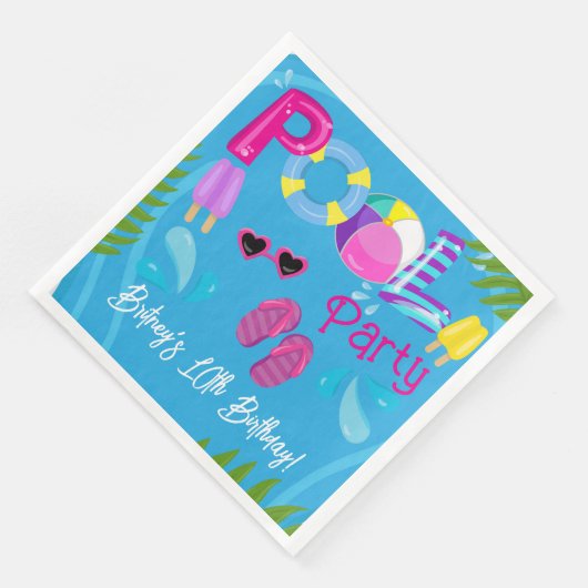 Serviette En Papier Piscine Fête d'été Fille fête d'anniversaire (Coin)