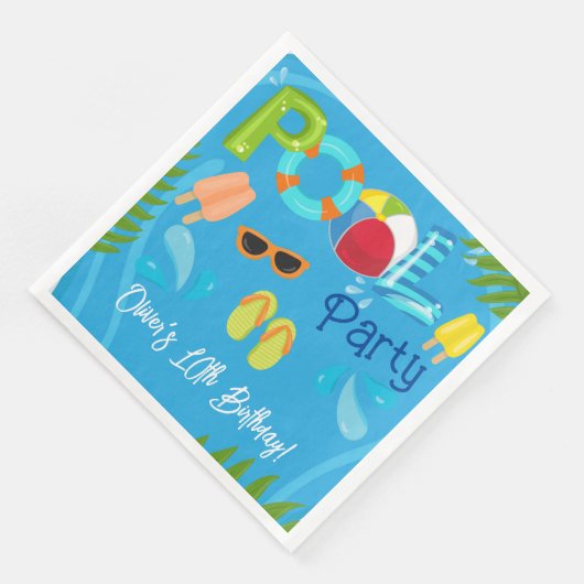 Serviette En Papier Piscine fêtes été garçon fête d'anniversaire (Coin)