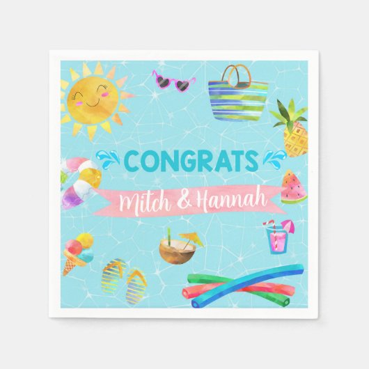 Serviette En Papier Piscine fille baby shower serviettes. (Devant)