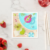 Serviette En Papier Piscine fille en bikini plage d'été (En situation)