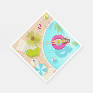 Serviette En Papier Piscine fille en bikini plage d'été