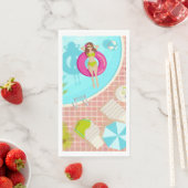 Serviette En Papier Piscine fille en bikini plage d'été (En situation)