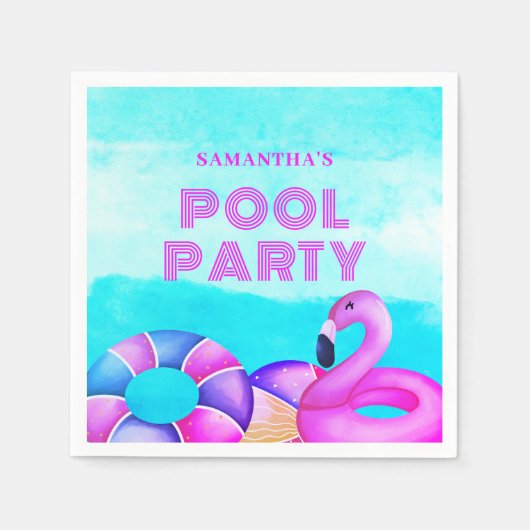 Serviette En Papier Piscine moderne fête Flamant rose rose serviettes (Devant)
