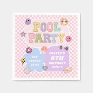 Serviette En Papier Piscine Party Preppy Varsity Patch Anniversaire