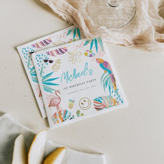 Serviette En Papier Piscine tropicale Anniversaire