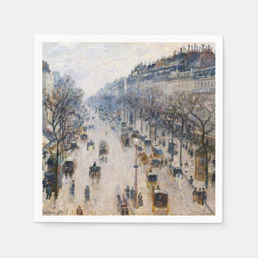 Serviette En Papier Pissarro - Boulevard Montmartre, Matin d'hiver (Devant)