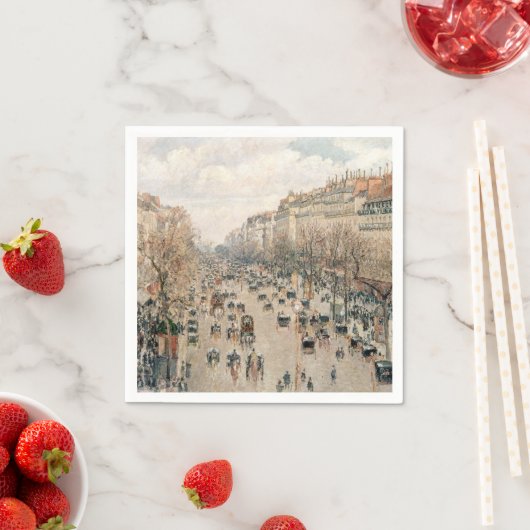 Serviette En Papier Pissarro - Boulevard Montmartre, Soleil après-midi (En situation)