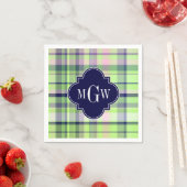 Serviette En Papier Pistachio Marine rose What Preppy Madras Monogramm (En situation)