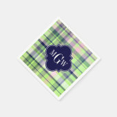 Serviette En Papier Pistachio Marine rose What Preppy Madras Monogramm (Coin)