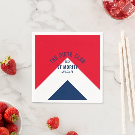 Serviette En Papier Piste Club Red Navy Custom Winter Ski (En situation)