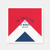 Serviette En Papier Piste Club Red Navy Custom Winter Ski (Devant)