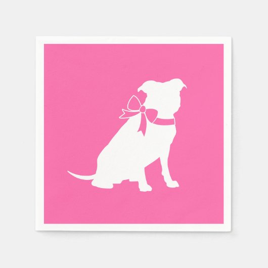Serviette En Papier Pit Bull Chien Baby shower rose fille Pitbull (Devant)