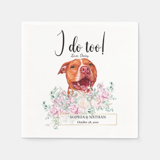 Serviette En Papier Pit Bull Chien Mariage Cocktail Napkins (Devant)
