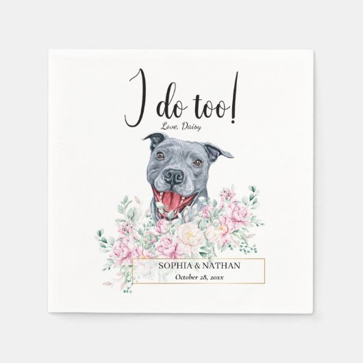 Serviette En Papier Pit Bull Chien Mariage Cocktail Napkins (Devant)