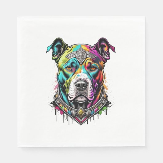 Serviette En Papier pitbull coloré (Devant)