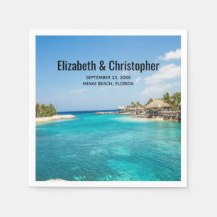 Serviette En Papier Pittoresque plage tropicale avec Mariage de paillo