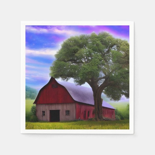 Serviette En Papier Pittoresque Rustique Feuille d'érable d'automne (Devant)